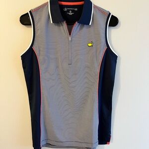 Magnolia Lane Masters Women’s White and Navy Sleeveless Polo Shirt